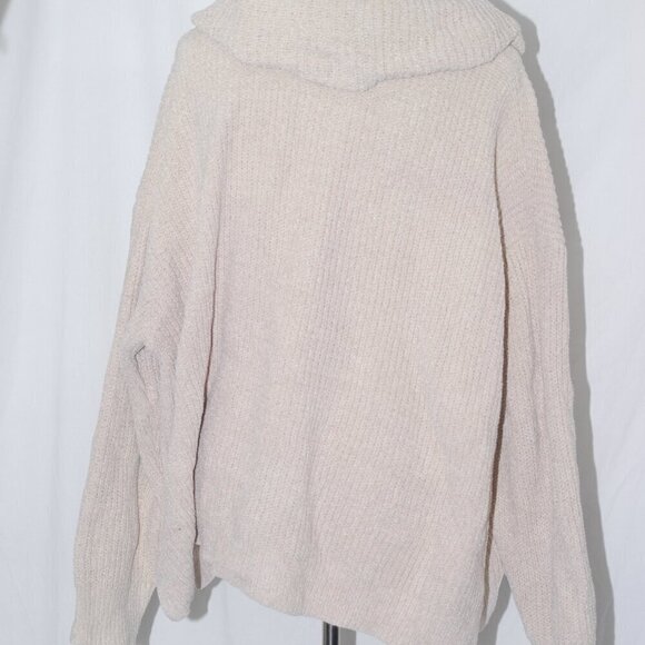 EUC Chunky Knit Sweater Daily Thread 3X Cream Cowl Neck 100% Polyester Winter - Picture 2 of 4